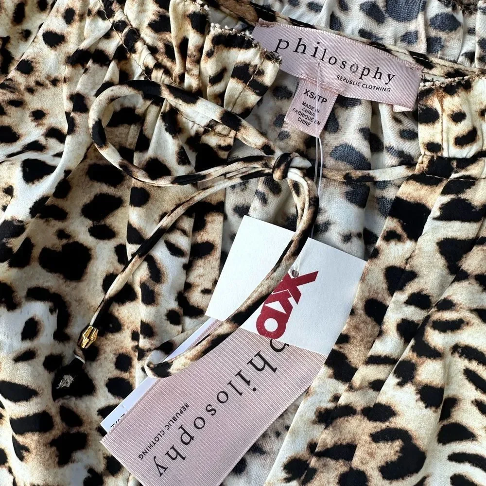 🎉5 for $45🎉 NWT Philosophy top blouse shirt size XS animal print - Picture 10 of 11